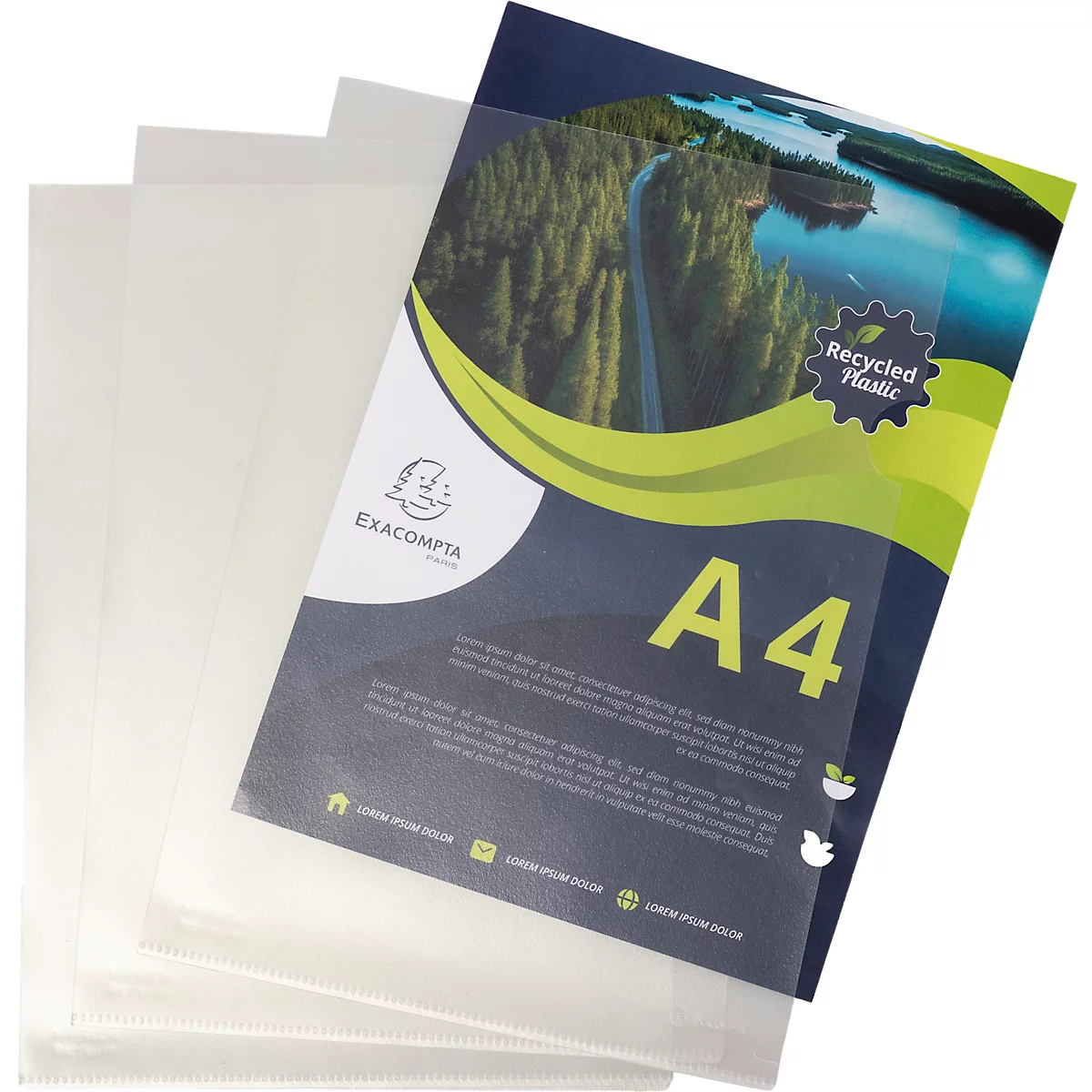 Exacompta Sichthüllen Forever, für DIN A4, Recycling-Polypropylen, 120µ, genarbt, transparent, 100 Stück