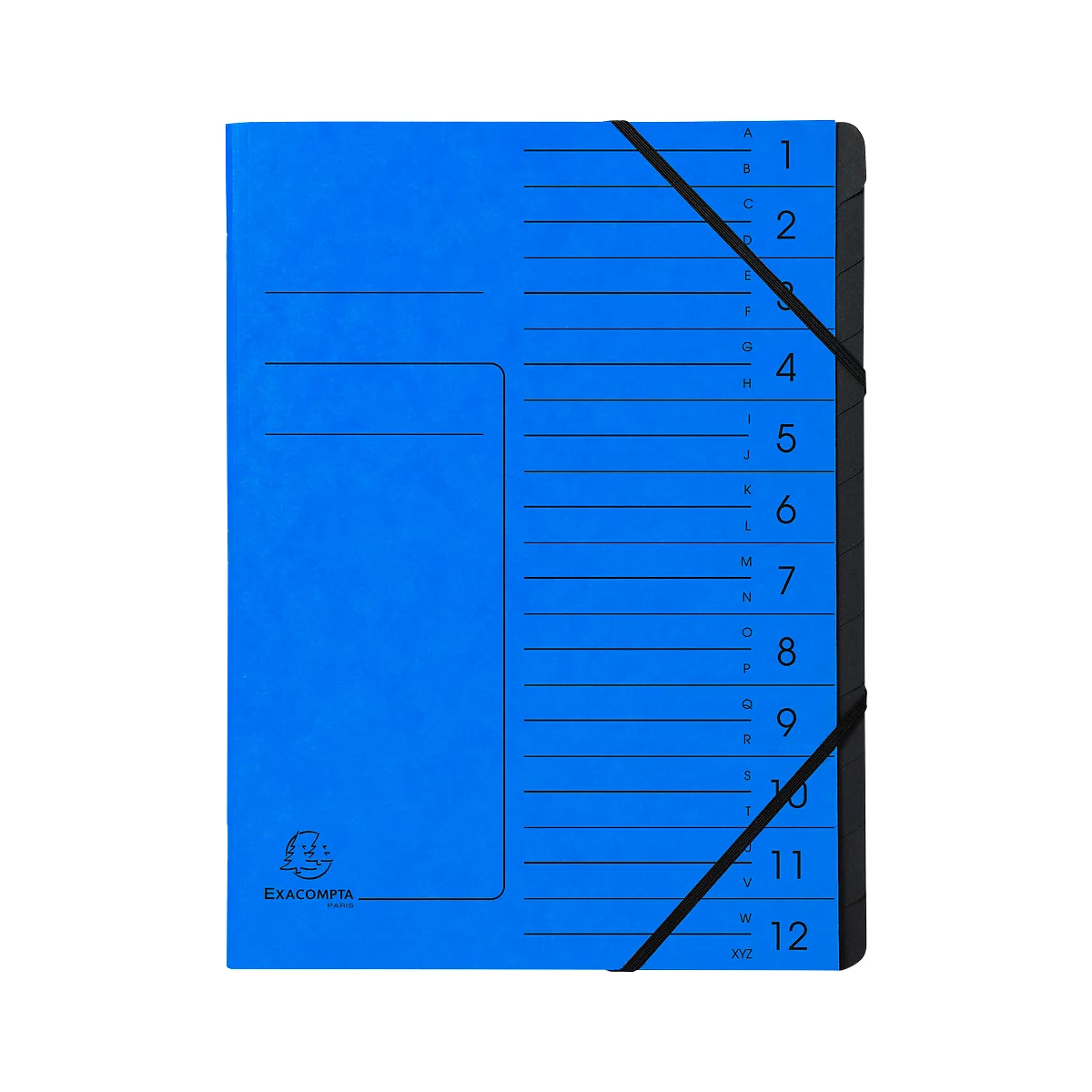 Exacompta sorteermap,, A4, elastieksluiting, karton, 12 vakken, blauw