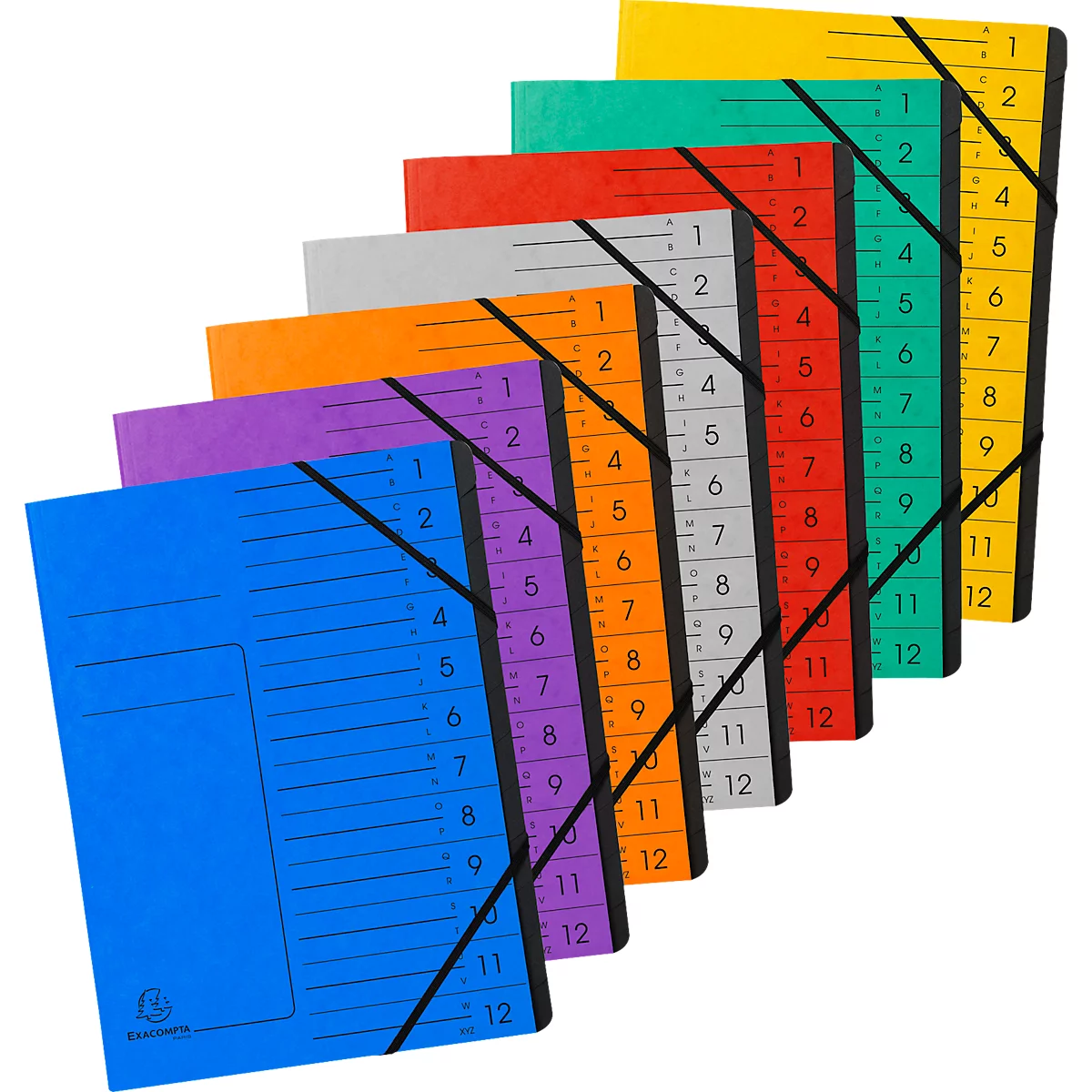 Exacompta sorteermap,, A4, elastieksluiting, karton, 12 vakken, blauw