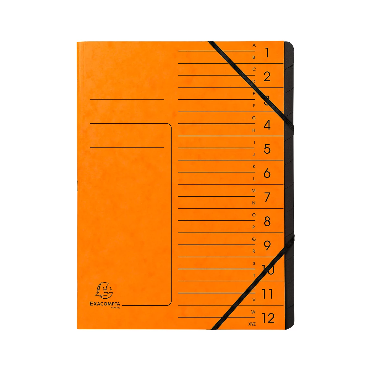 Exacompta sorteermap, A4, elastieksluiting, karton, 12 waaiers, oranje