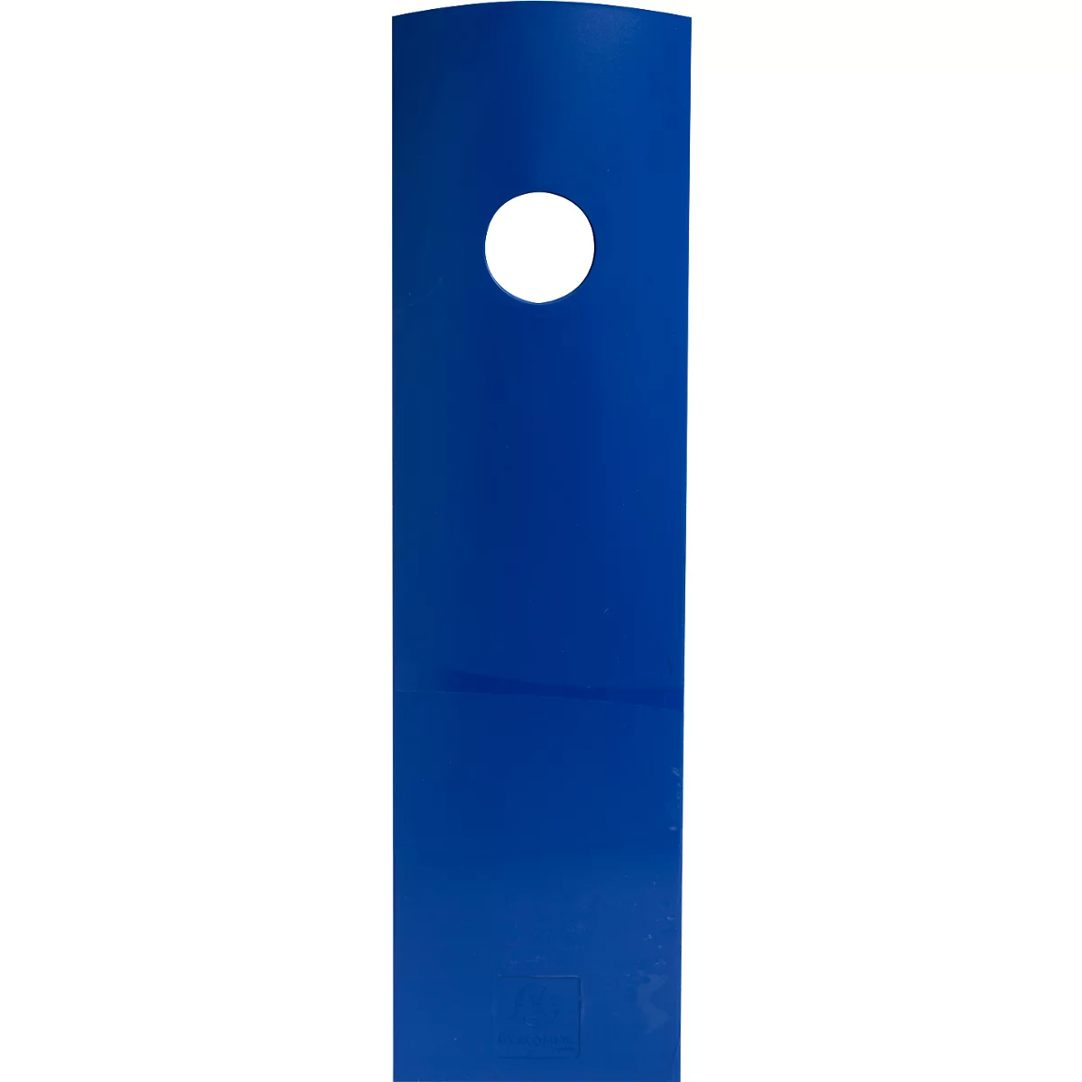 Blaues Türschild mit ovalem Loch. 