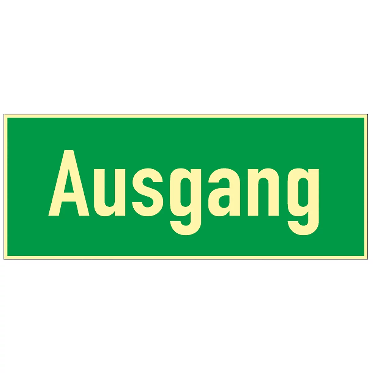 Green sign with yellow lettering "Exit".