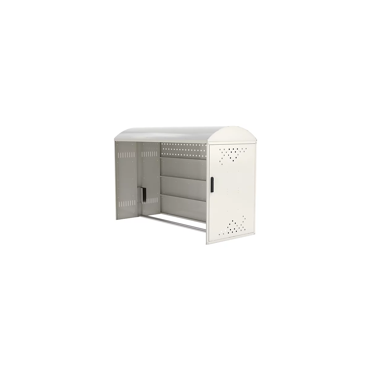 Extension avec paroi latérale pour garage à vélos BikeBox 1G avec toit cintré, blanc gris RAL 9002