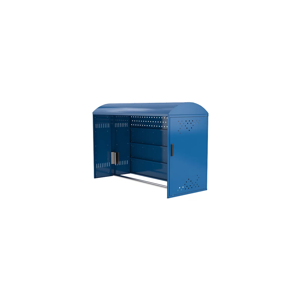 Extension avec paroi latérale pour garage à vélos BikeBox 1G avec toit cintré, bleu gentiane RAL 5010