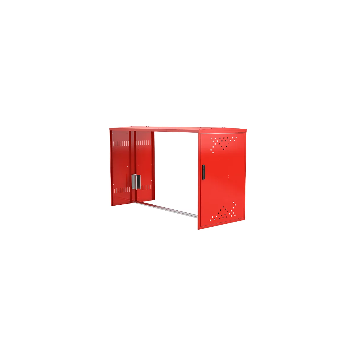 Extension sans parois latérales pour garage à vélos BikeBox 1G avec toit à double pente, rouge signalisation RAL 3020