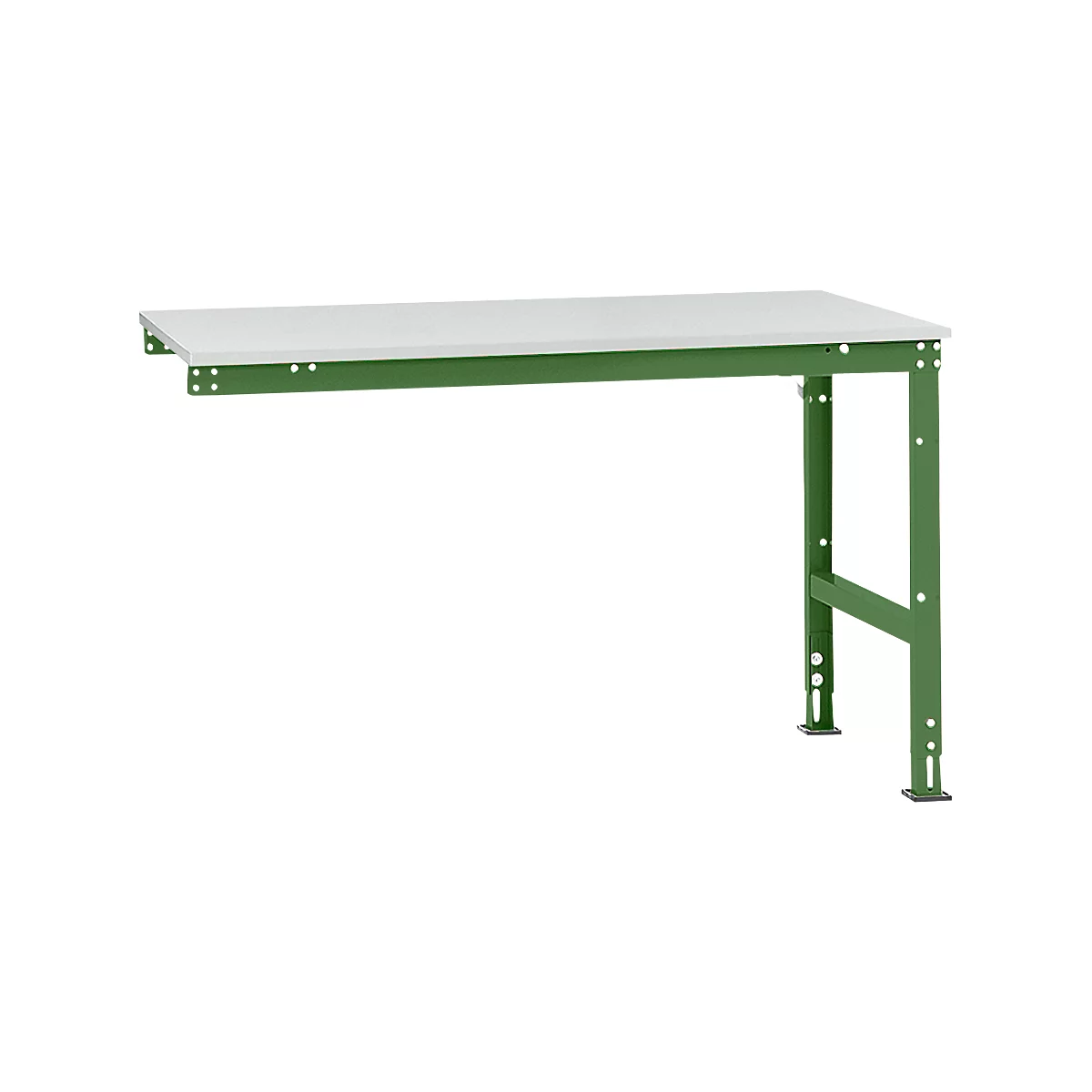 A green workbench with a white tabletop, isolated.