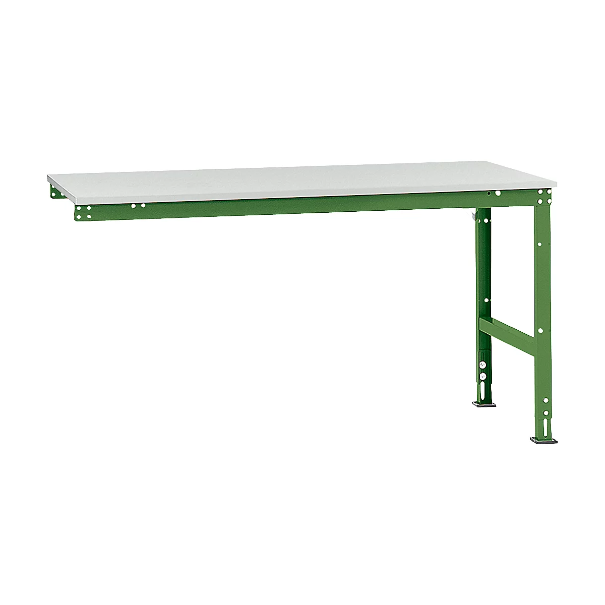 A green rectangular workbench with a light gray worktop, against a white background.