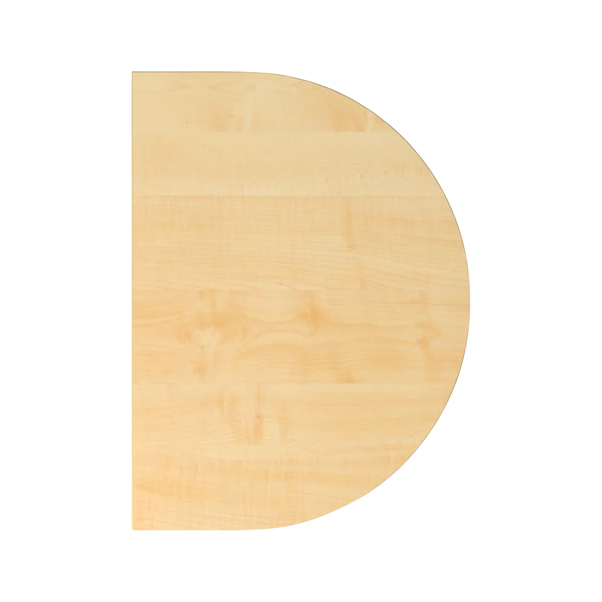 Detailed close-up of a light wood table top. The surface is slightly curved, showing the grain of the wood.