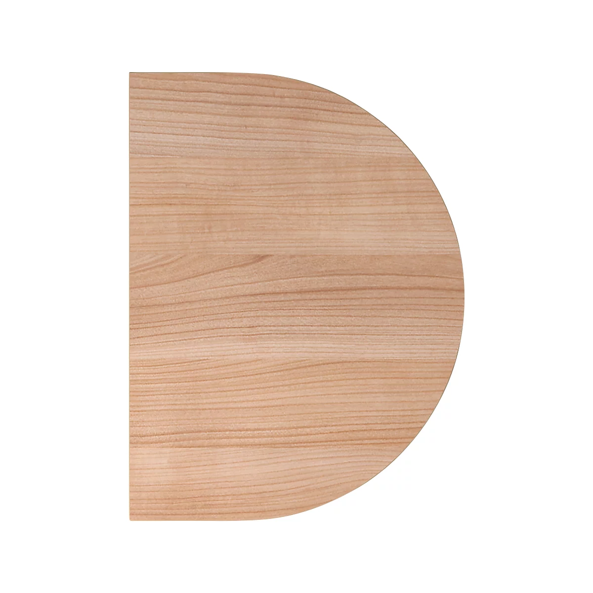Section of a light brown, round piece of wood with grain.