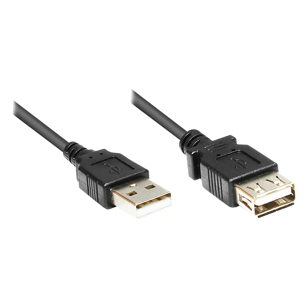 Two black USB cables with silver connectors, against a white background.