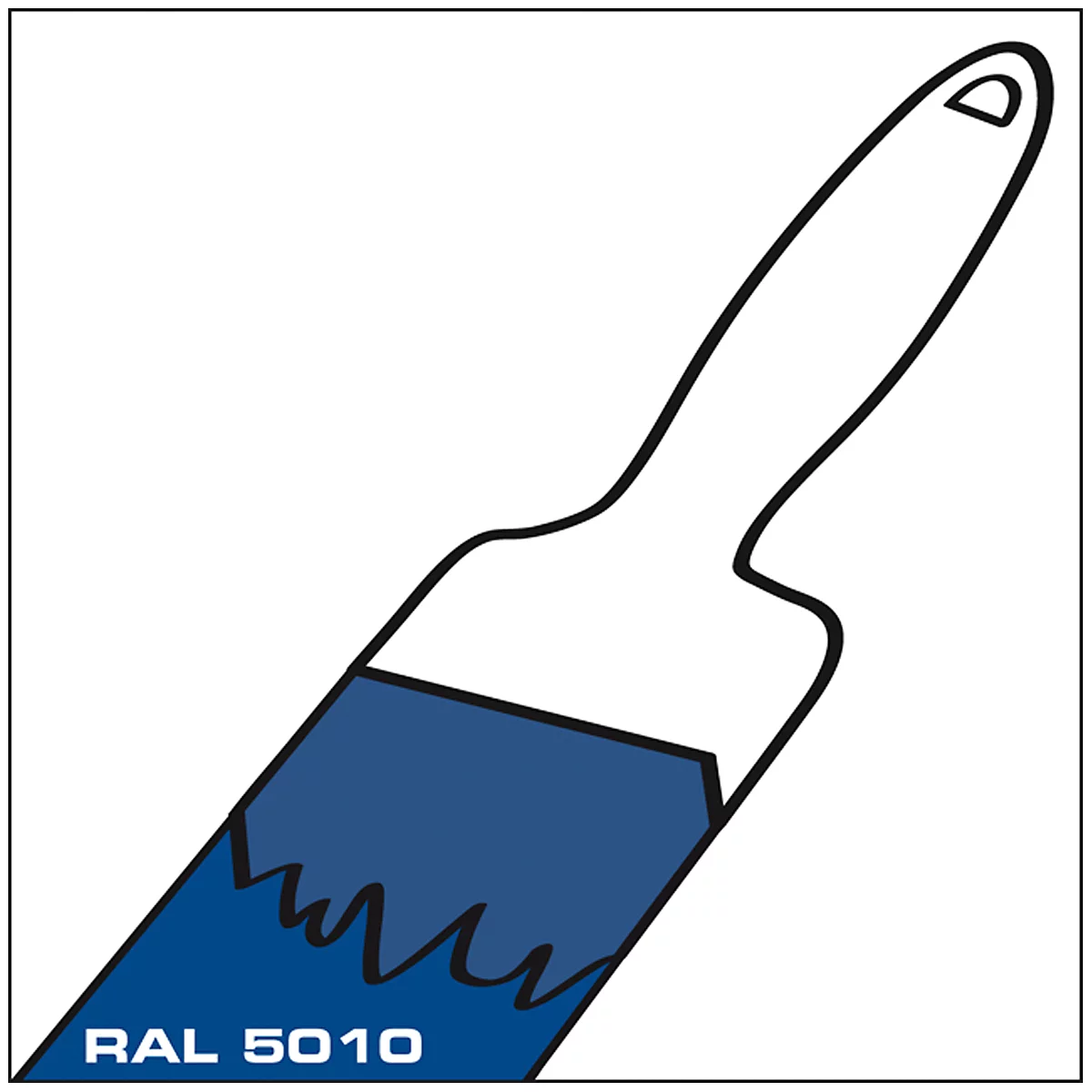 Blue paintbrush with handle. The text "RAL 5010" is visible.