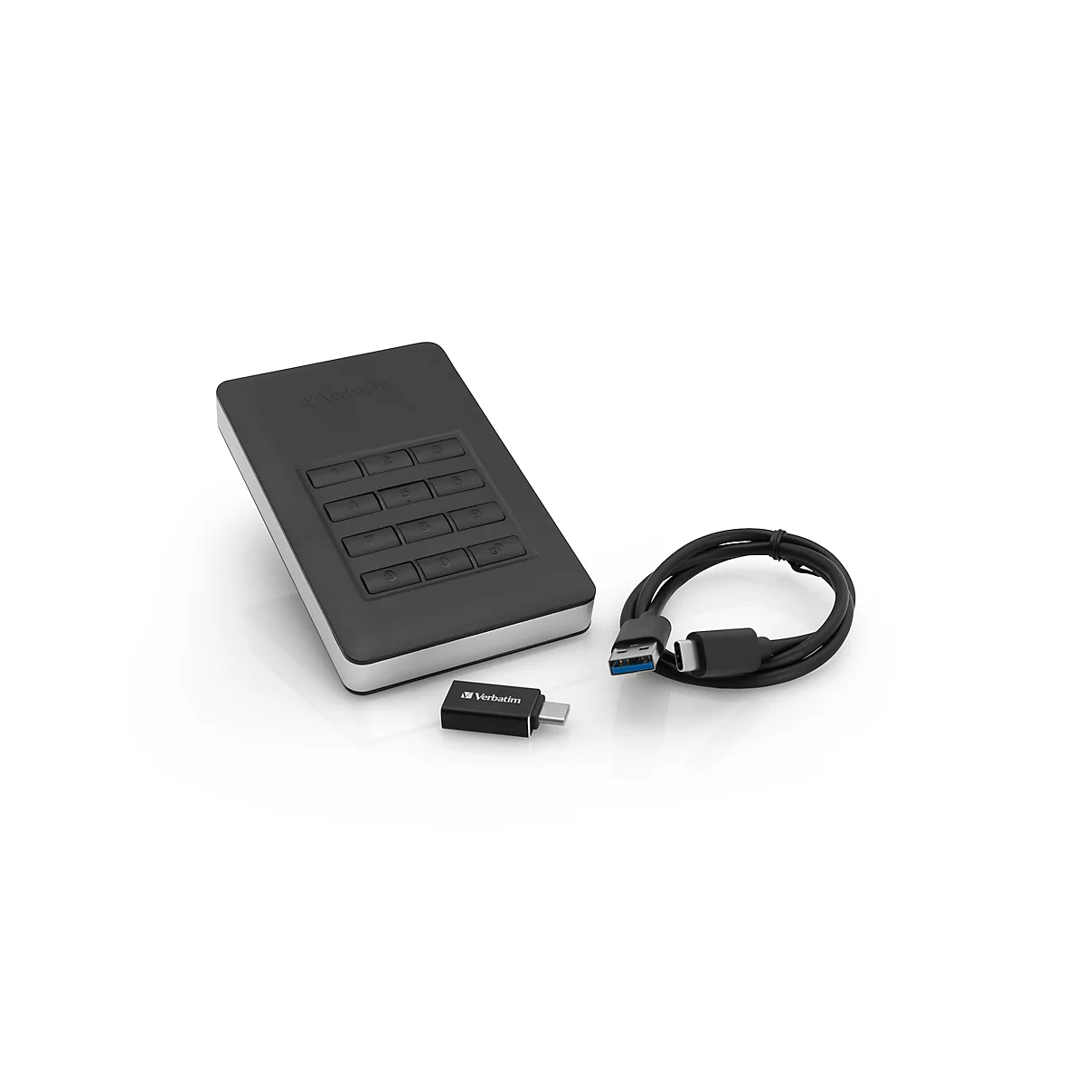 Externe Festplatte Verbatim Store'n' Go Secure HDD, USB 2.0 bis 3.1, Kennwortschutz, f. Windows & Mac, 1 TB