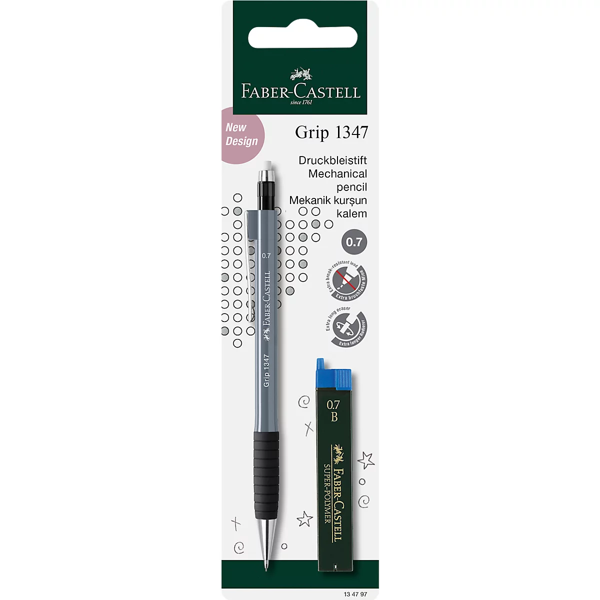 FABER-CASTELL vulpotlood Grip, blauw, 0,7 mm