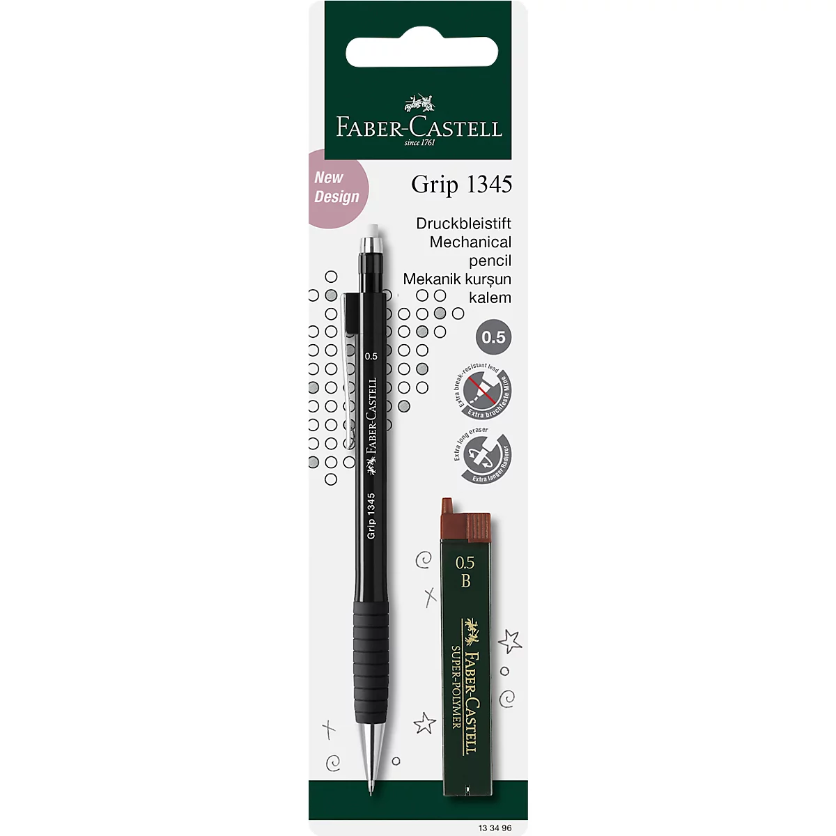 FABER-CASTELL vulpotlood Grip, zwart, 0,5 mm