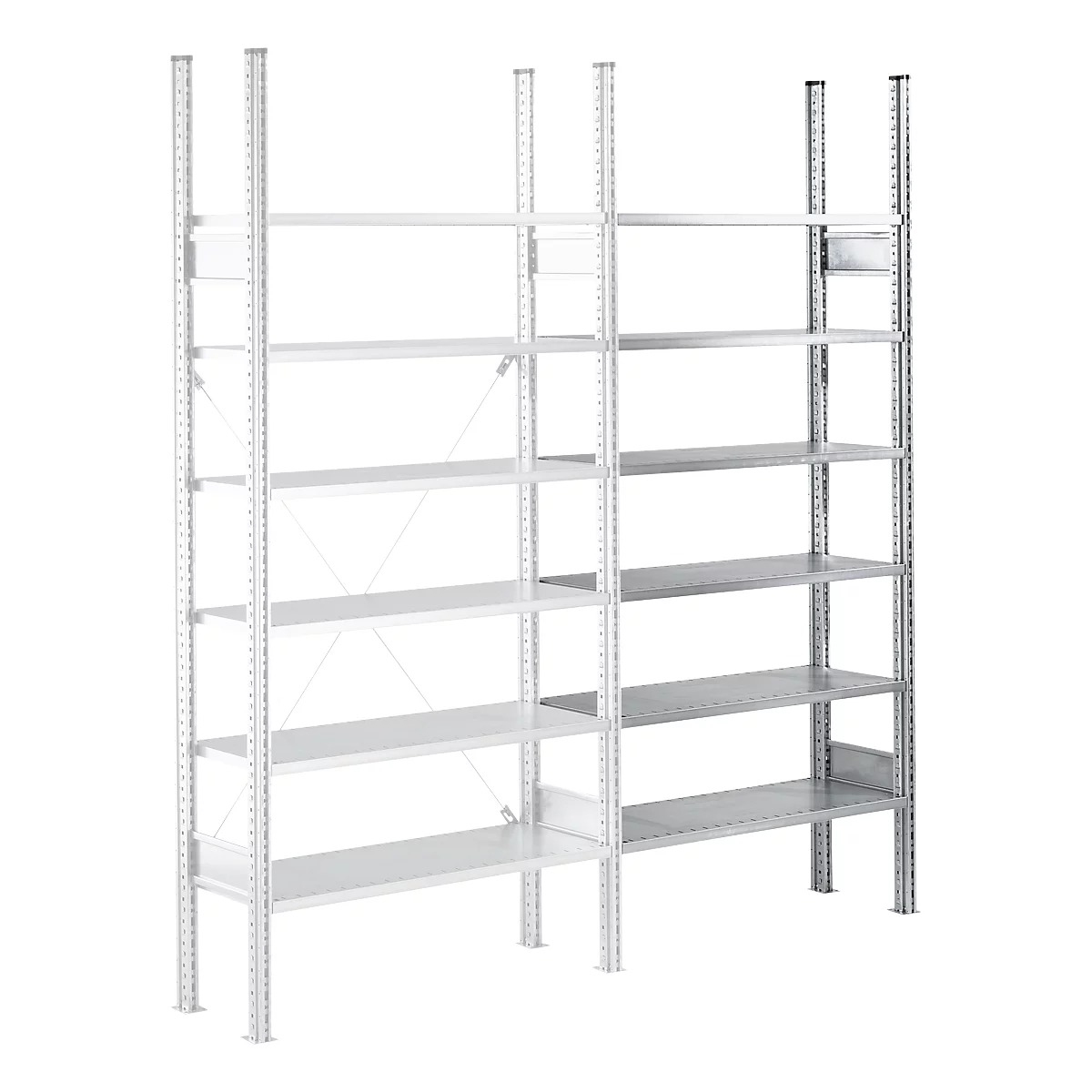 Fachbodenregal SSI Schäfer R3000, Anbauregal, 5 verzinkte Böden, Tiefe 400 mm, Fachlast 150 kg, B 1345/1315 x H 1960 mm