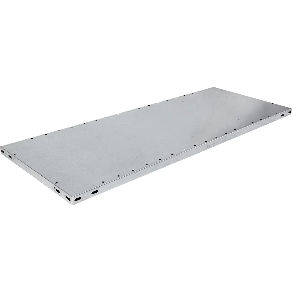 Silberfarbene Metallplatte mit Löchern, rechteckig.
