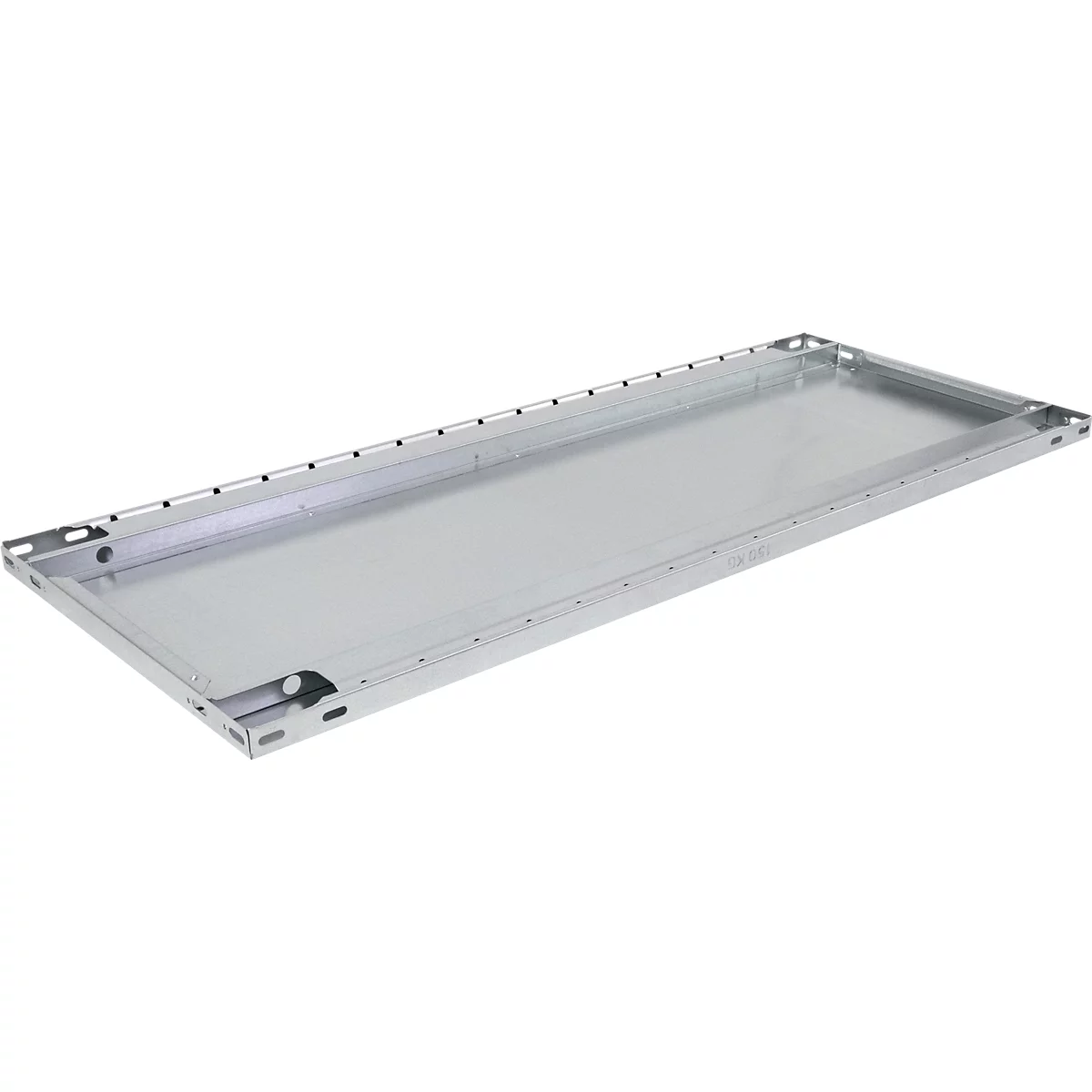 Graue Metallwanne mit rechteckiger Form, die leicht von der Kamera abgewinkelt ist.