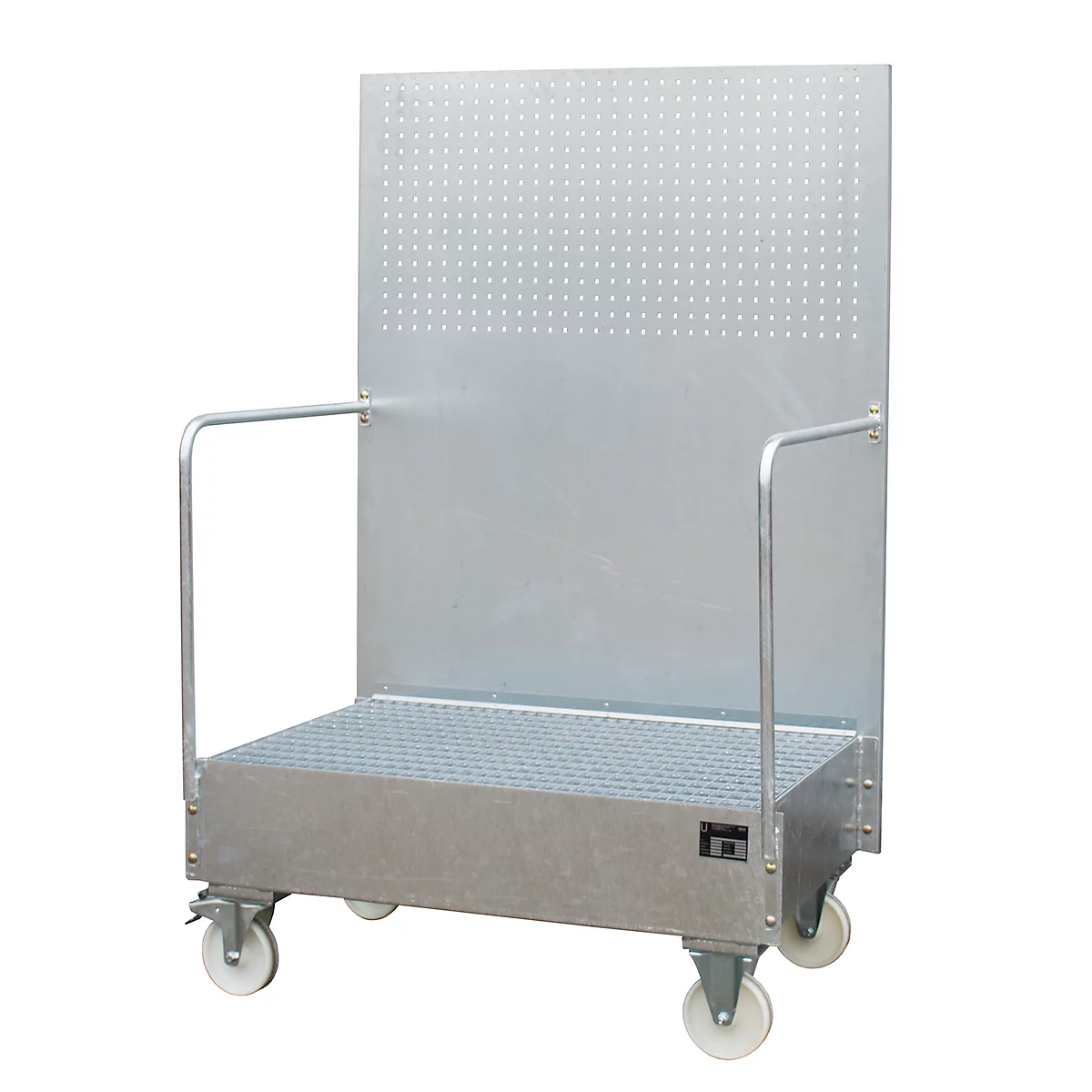Fahrbare Auffangwanne, aus Stahl, 215 l Auffangvolumen für 2 x 200-Liter Fässer, verzinkt