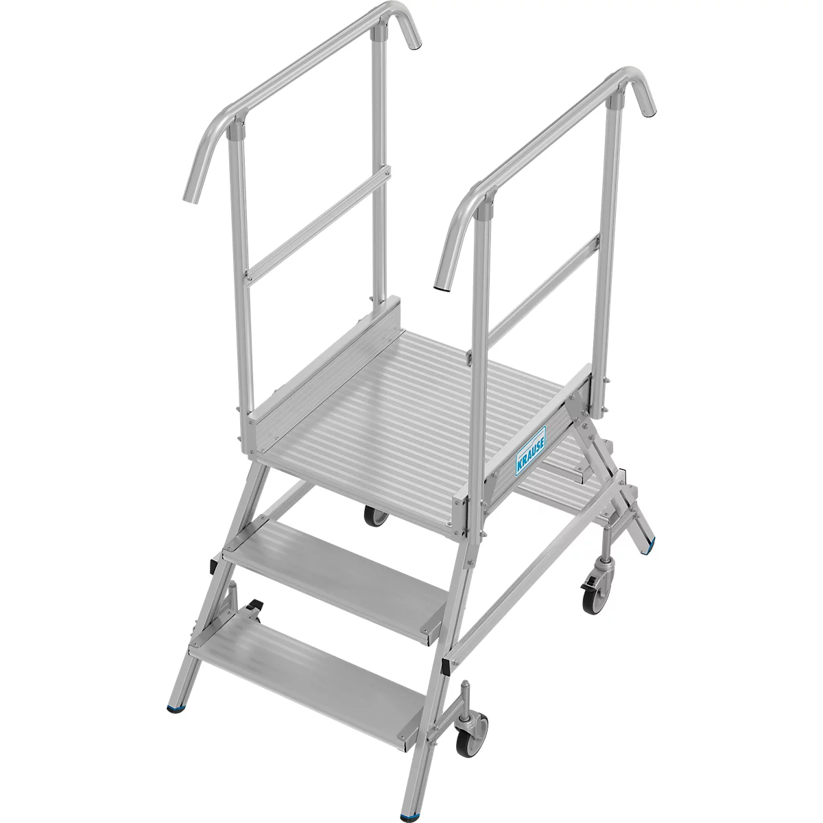 Fahrbare Podestleiter Krause Stabilo Professional, beidseitig begehbar, 2x3 Stufen, 600 x 700 mm Plattform, 2750 mm Arbeitshöhe