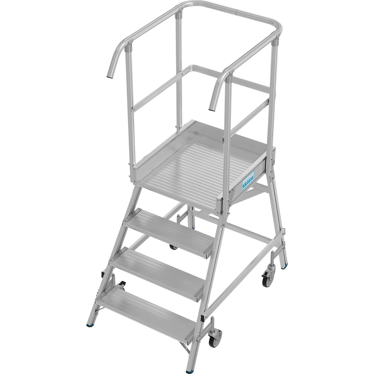 Fahrbare Podestleiter Krause Stabilo Professional, einseitig begehbar, 1x4 Stufen, 600 x 700 mm Plattform, 3000 mm Arbeitshöhe
