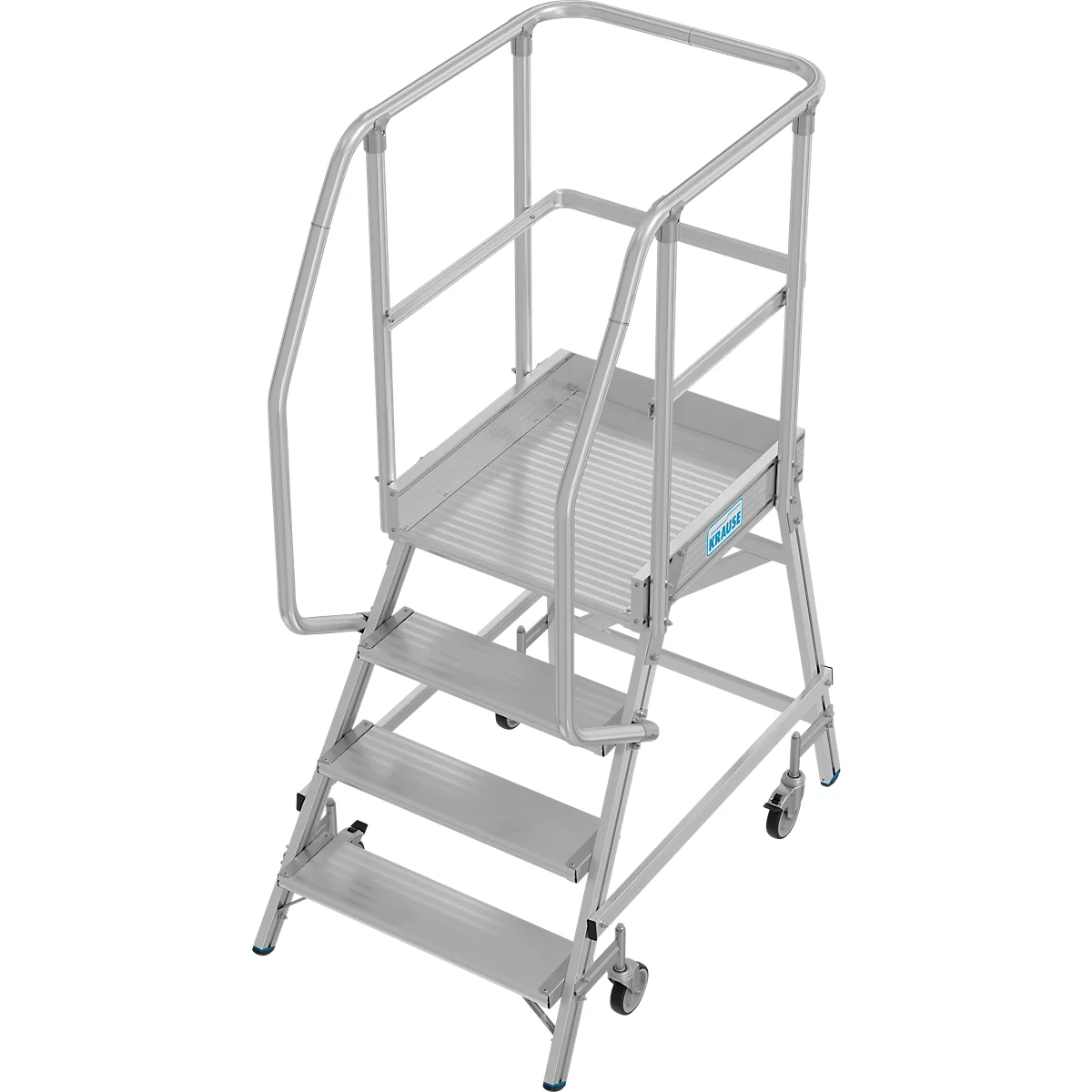 Fahrbare Podestleiter Krause Stabilo Professional, einseitig begehbar, 1x4 Stufen, 600 x 700 mm Plattform, 3000 mm Arbeitshöhe