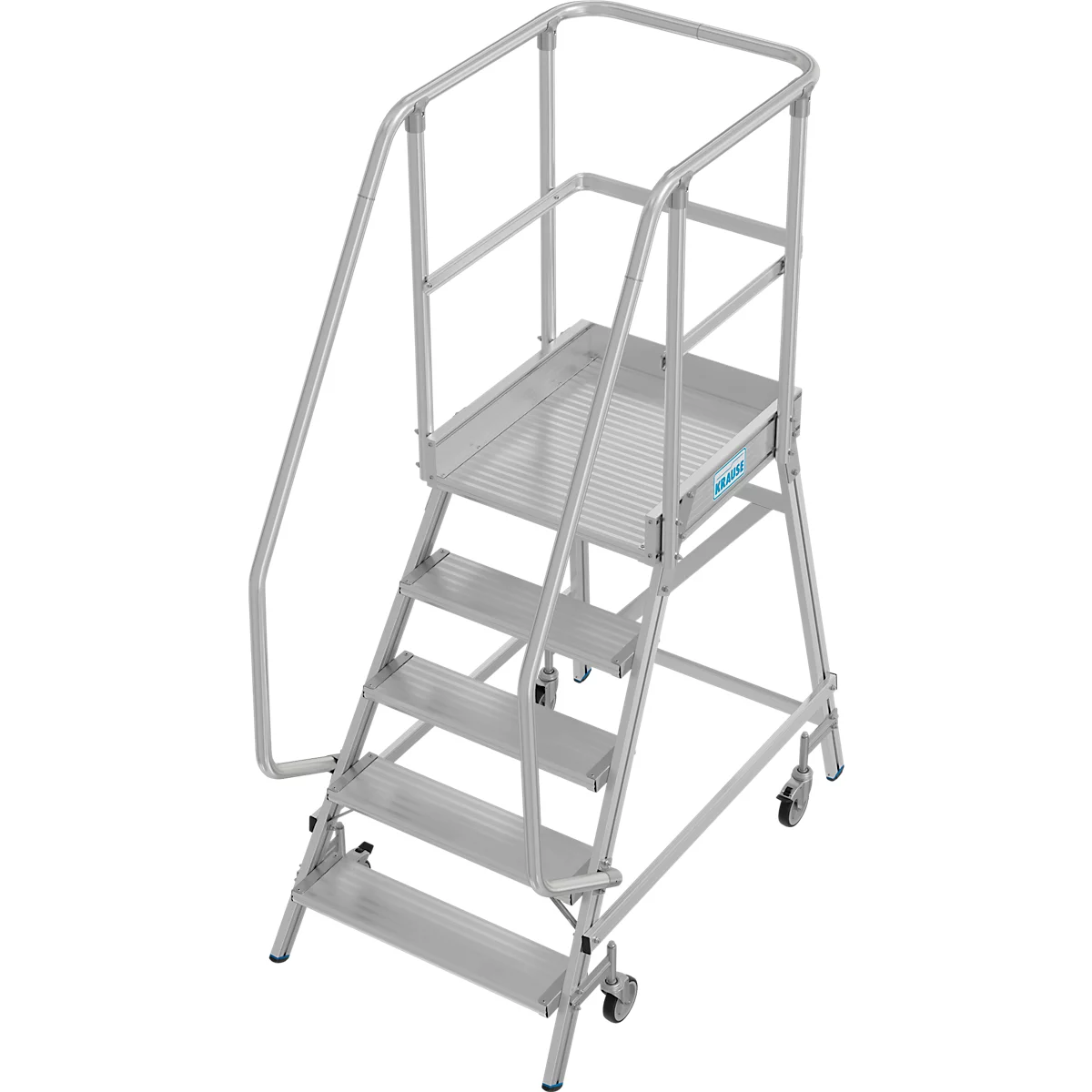 Fahrbare Podestleiter Krause Stabilo Professional, einseitig begehbar, 1x5 Stufen, 600 x 700 mm Plattform, 3200 mm Arbeitshöhe