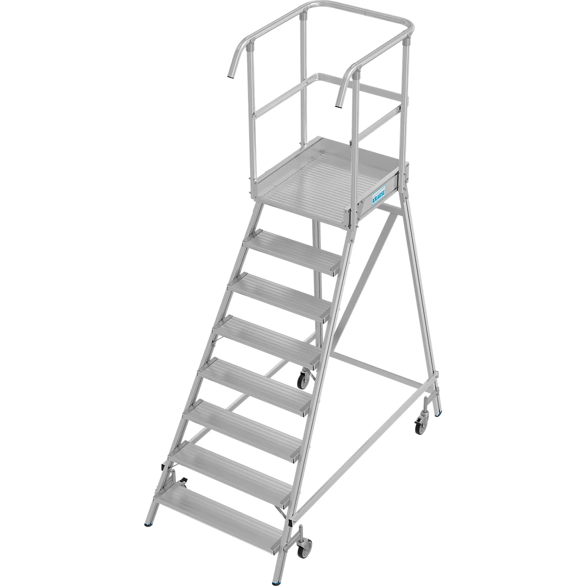 Fahrbare Podestleiter Krause Stabilo Professional, einseitig begehbar, 1x8 Stufen, 600 x 700 mm Plattform, 3950 mm Arbeitshöhe