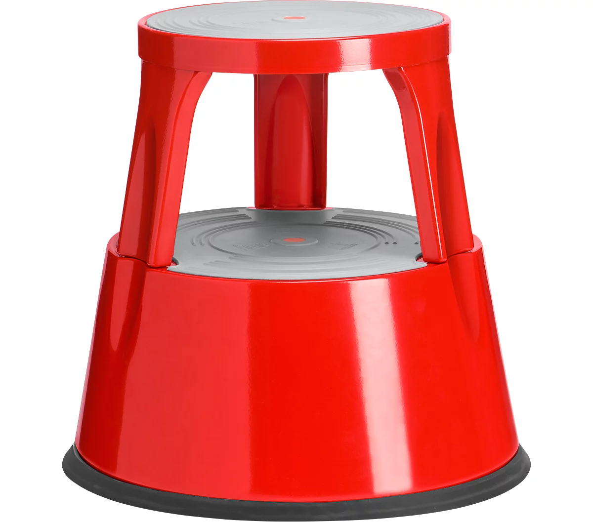 Fahrbarer Rolltritthocker, rutschfester Gummibelag, H 410 x ø 433/283 mm, bis 150 kg, rot