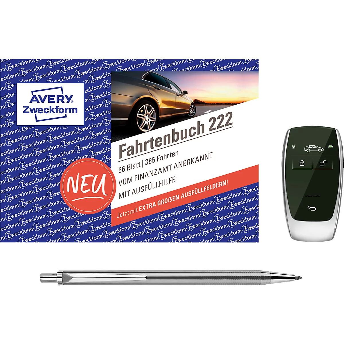 Fahrtenbuch AVERY® Zweckform 222-3P, Sonderaktion mit 3 x Fahrtenbuch 222, A6 Querformat, von Rechtsexperten geprüft, mit Ausfüllhilfe, FSC®-Papier