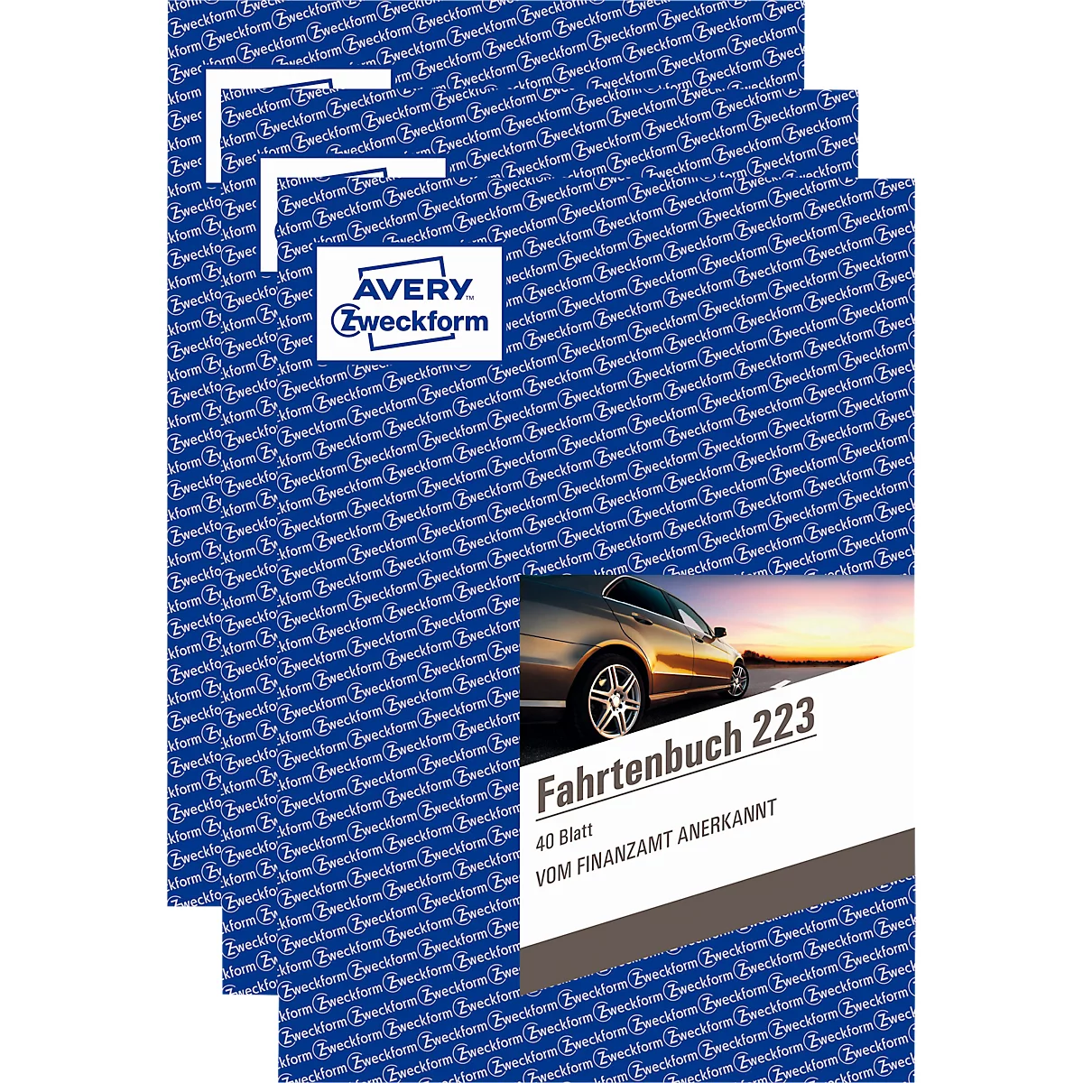 Fahrtenbuch-Sparpack Avery® Zweckform 223-3 für PKW, A5, 3 Formularbücher á 80 Seiten für je 858 Fahrten, Inhalt 3 x 40 Blatt