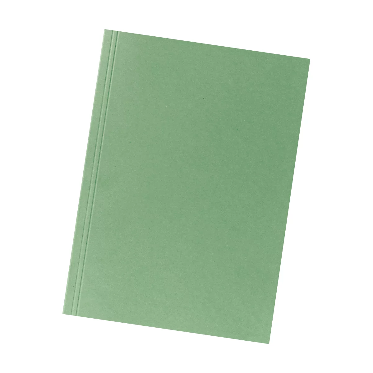 Light green paper folder, with three vertical grooves on the left side.