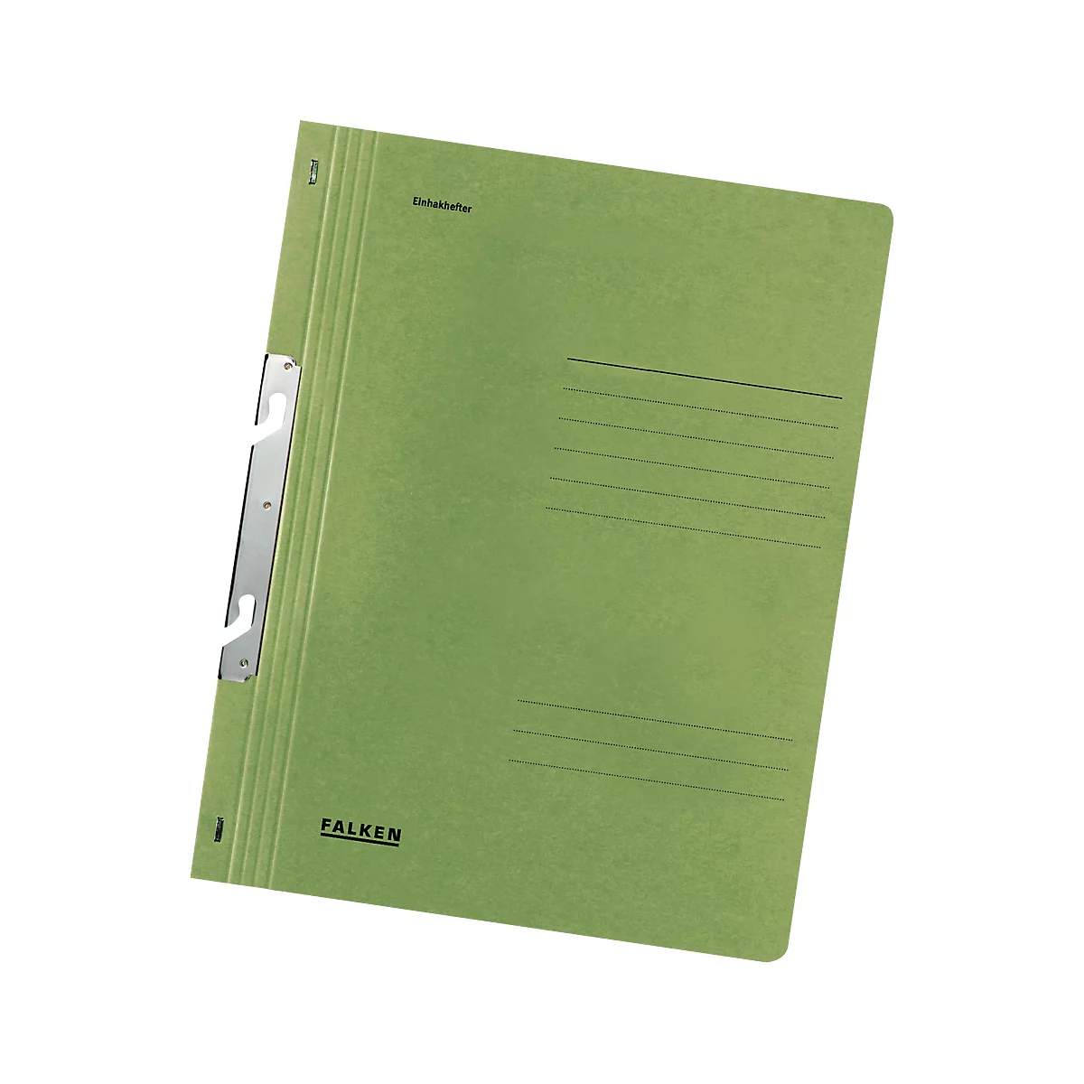Light green Falken hanging file folder with metallic clasp. Inscription: Falken, Einhefter.