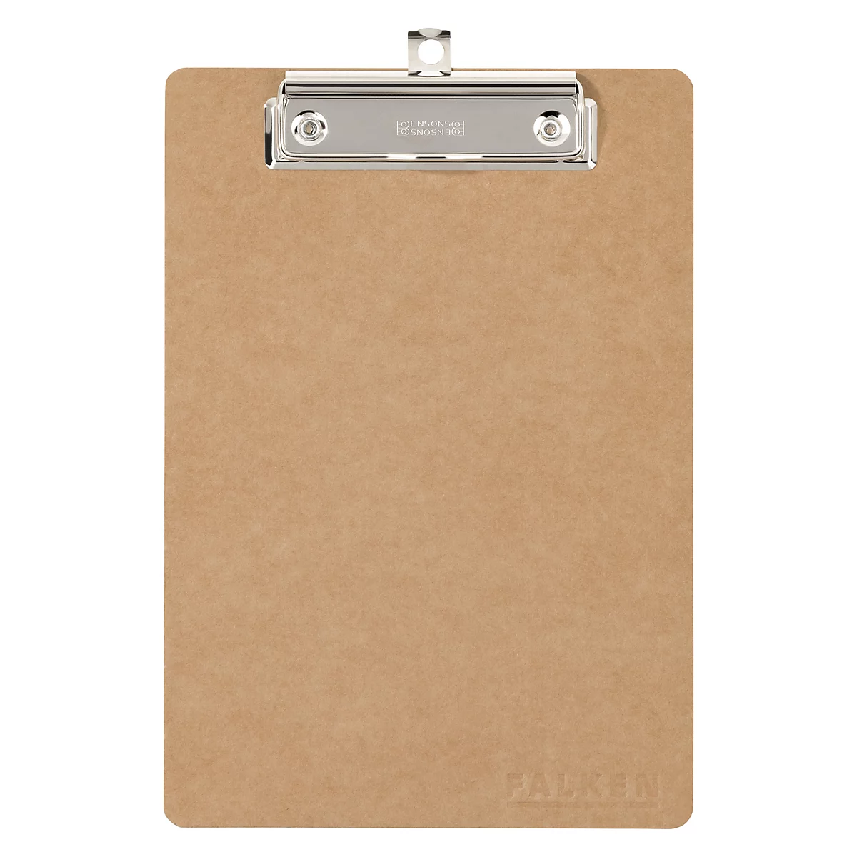 Lichtbruine kartonnen clipboard met een zilveren clip.