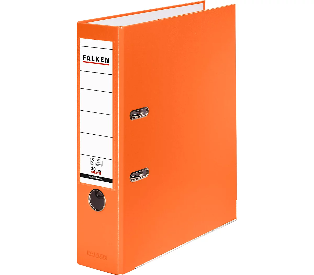 Falken PP-Color Ordner, DIN A4, Rückenbreite 80 mm, 1 Stück, orange
