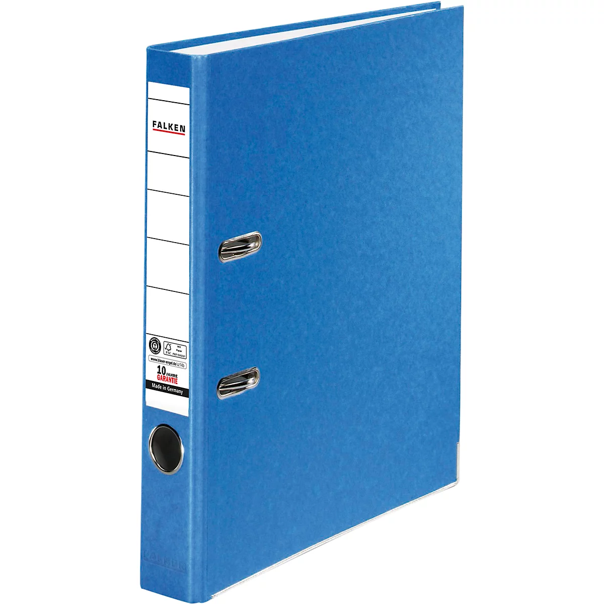 Blue binder, with white spine and text from Falken.
