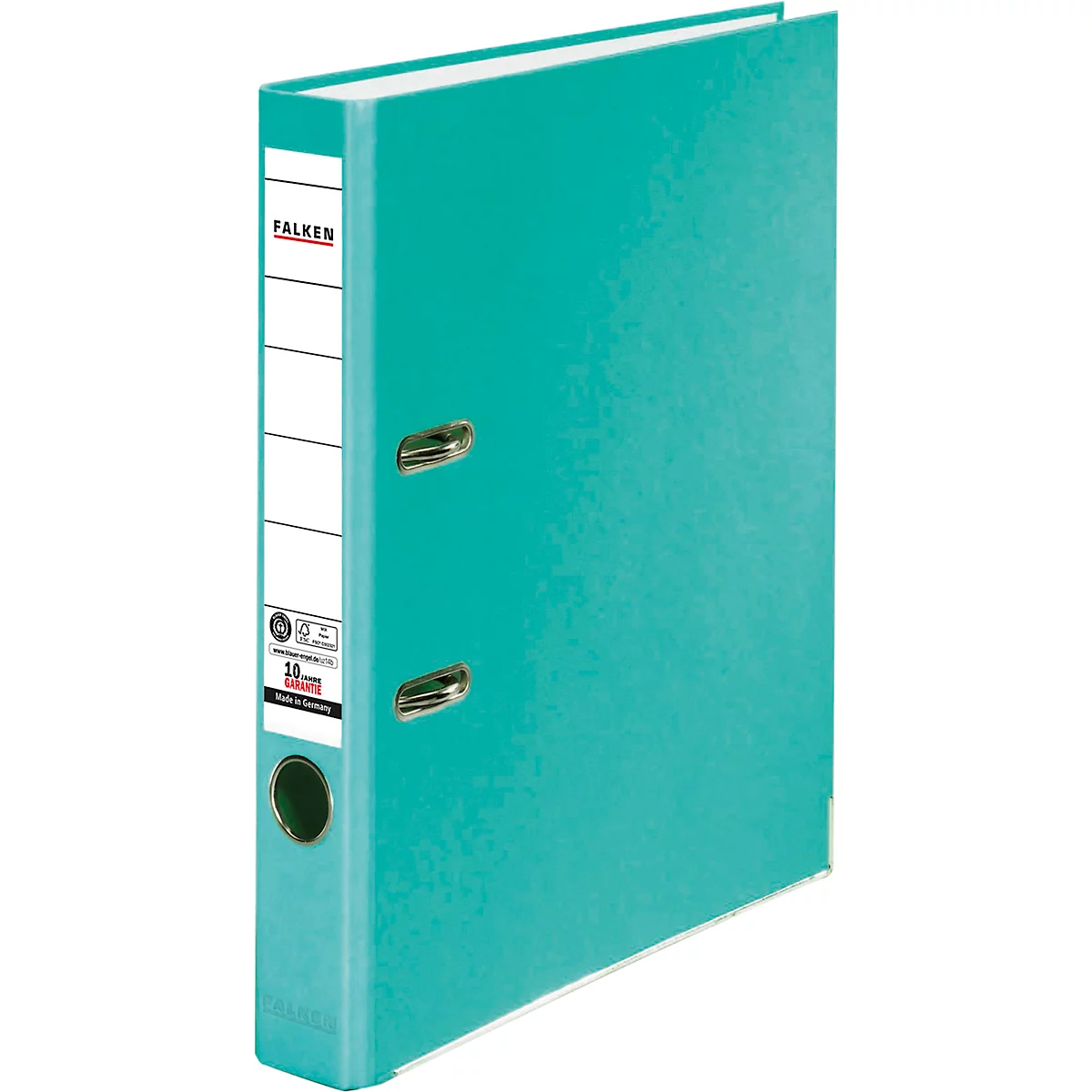 Turquoise binder, label with FALKEN logo, 18 mm spine width.