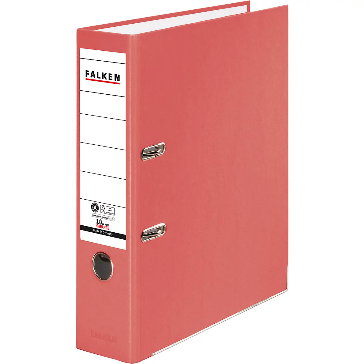 Red file folder with white spine, showing the brand name FALKEN.