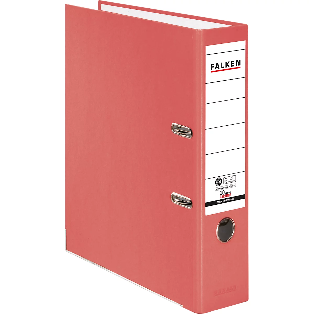A red Falken brand file folder, slightly angled. On the right side is a white label with the brand name and space for labels.