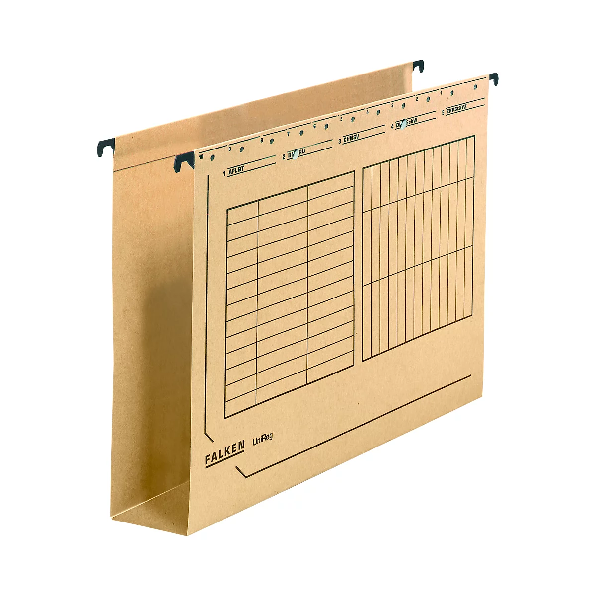 Falken UniReg, format A4, pour env. 600 feuilles, fond carton 60 mm, Ange bleu, carton recyclé, brun clair, 25 pièces