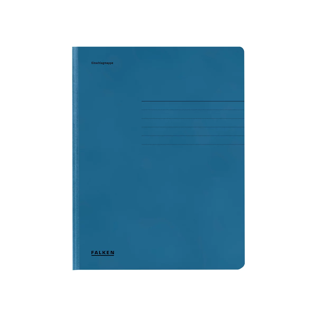 Blauw schoolschrift met lijnen, 'Einschlagmappe' linksboven, 'FALKEN' logo linksonder.