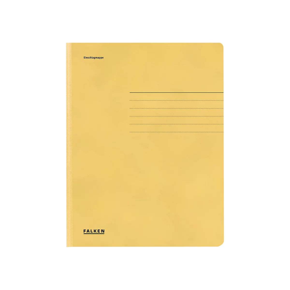 Gele map met schrijnlijnen en het opschrift "FALKEN".