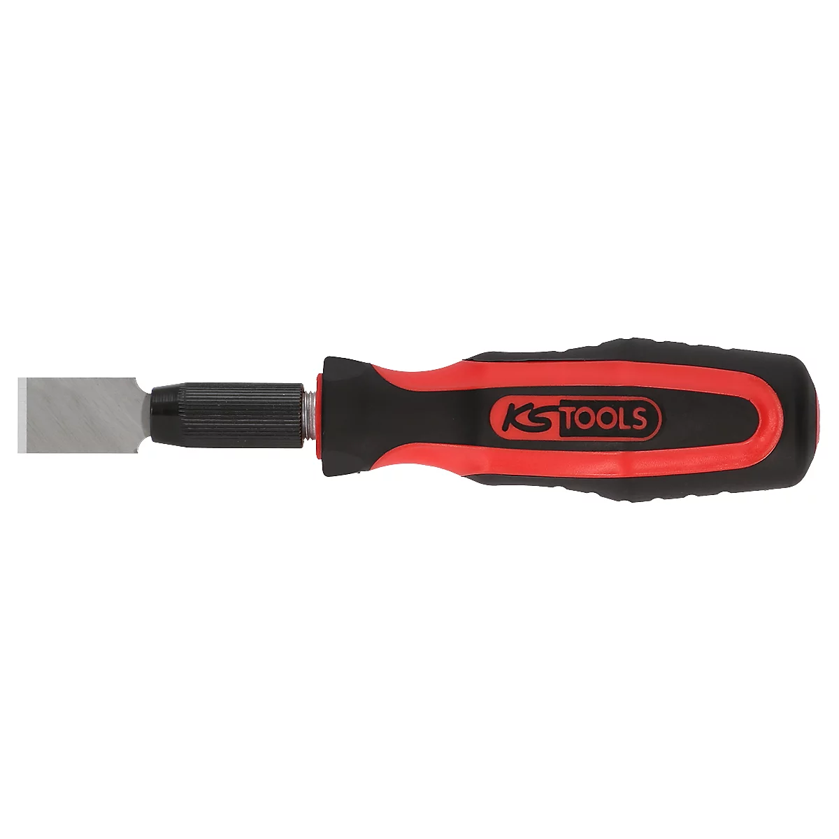 Ein Meißel mit schwarzem und rotem Griff. Auf dem Griff steht "KS TOOLS".