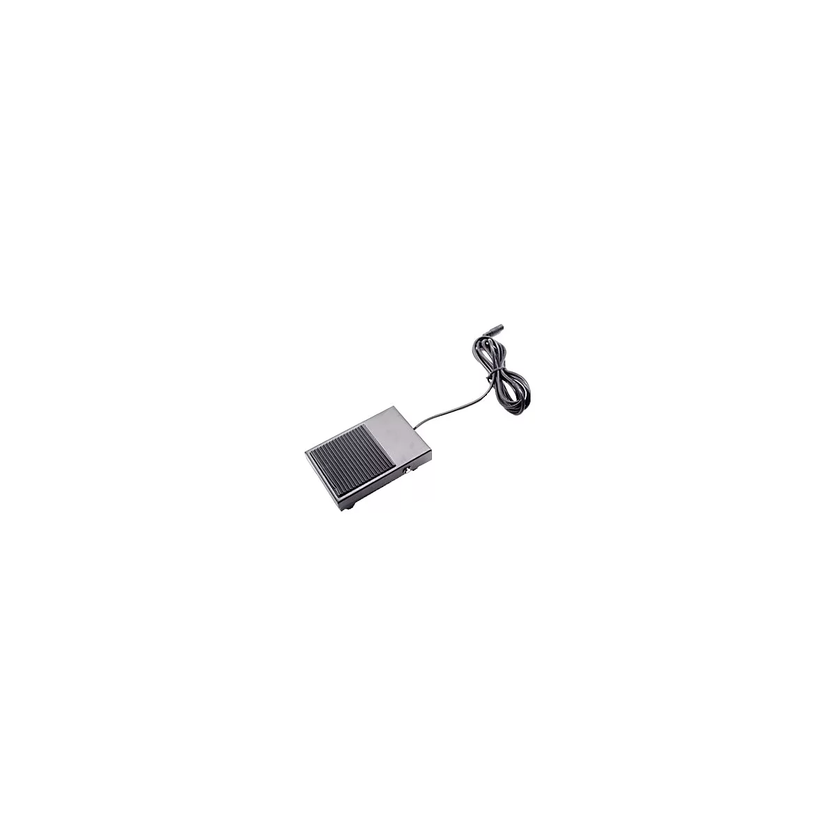 Schwarzer FuÃŸschalter mit geriffelter AuflageflÃ¤che und Kabel.