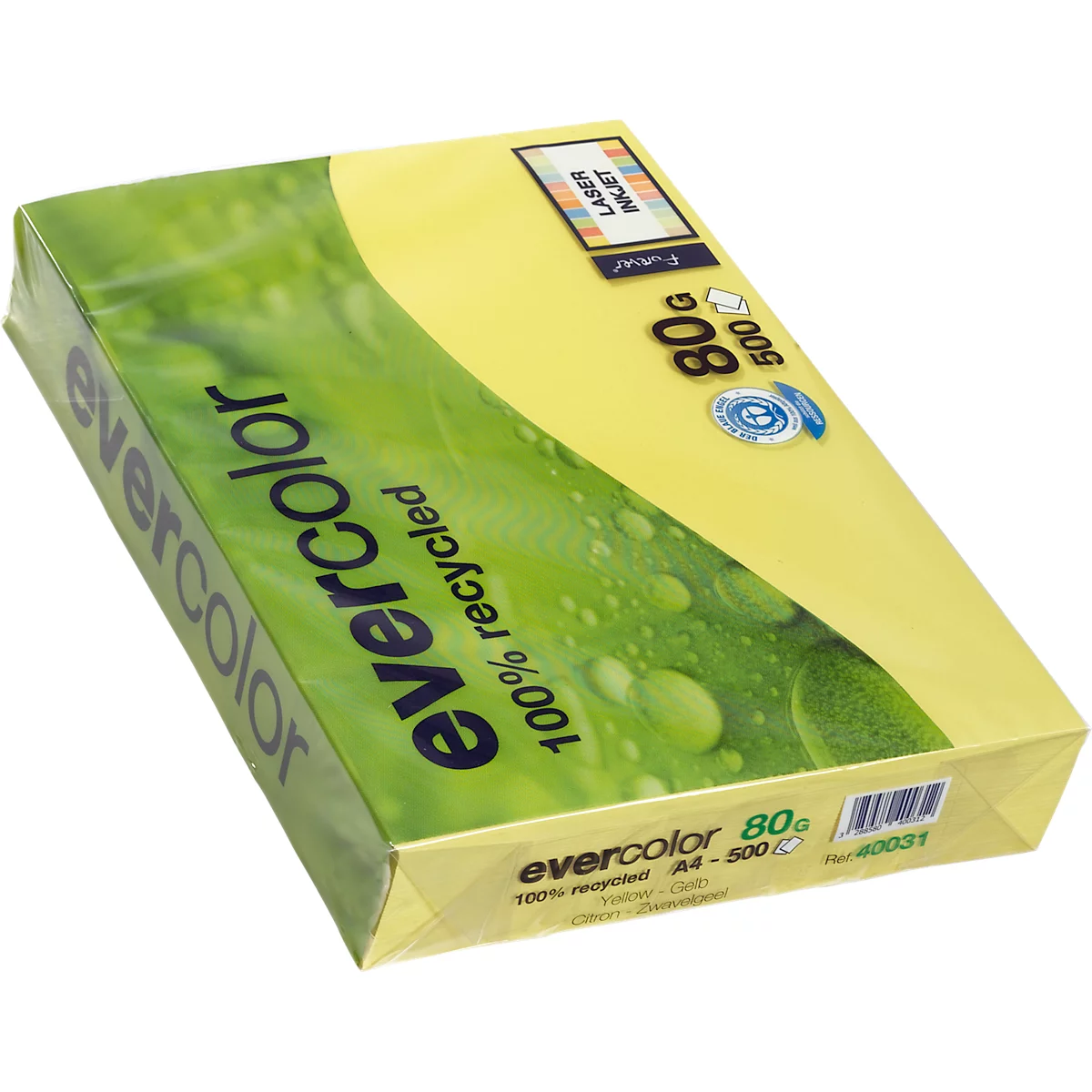 Farbiges Kopierpapier EVERCOLOR, DIN A4, 80 g/m², gelb, 1 Paket = 500 Blatt