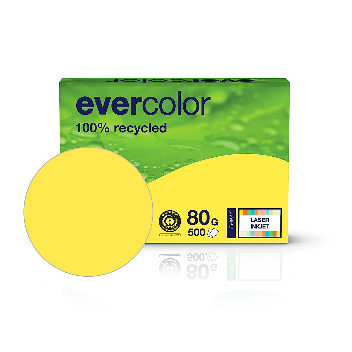 Farbiges Kopierpapier EVERCOLOR, DIN A4, 80 g/m², gelb, 1 Paket = 500 Blatt