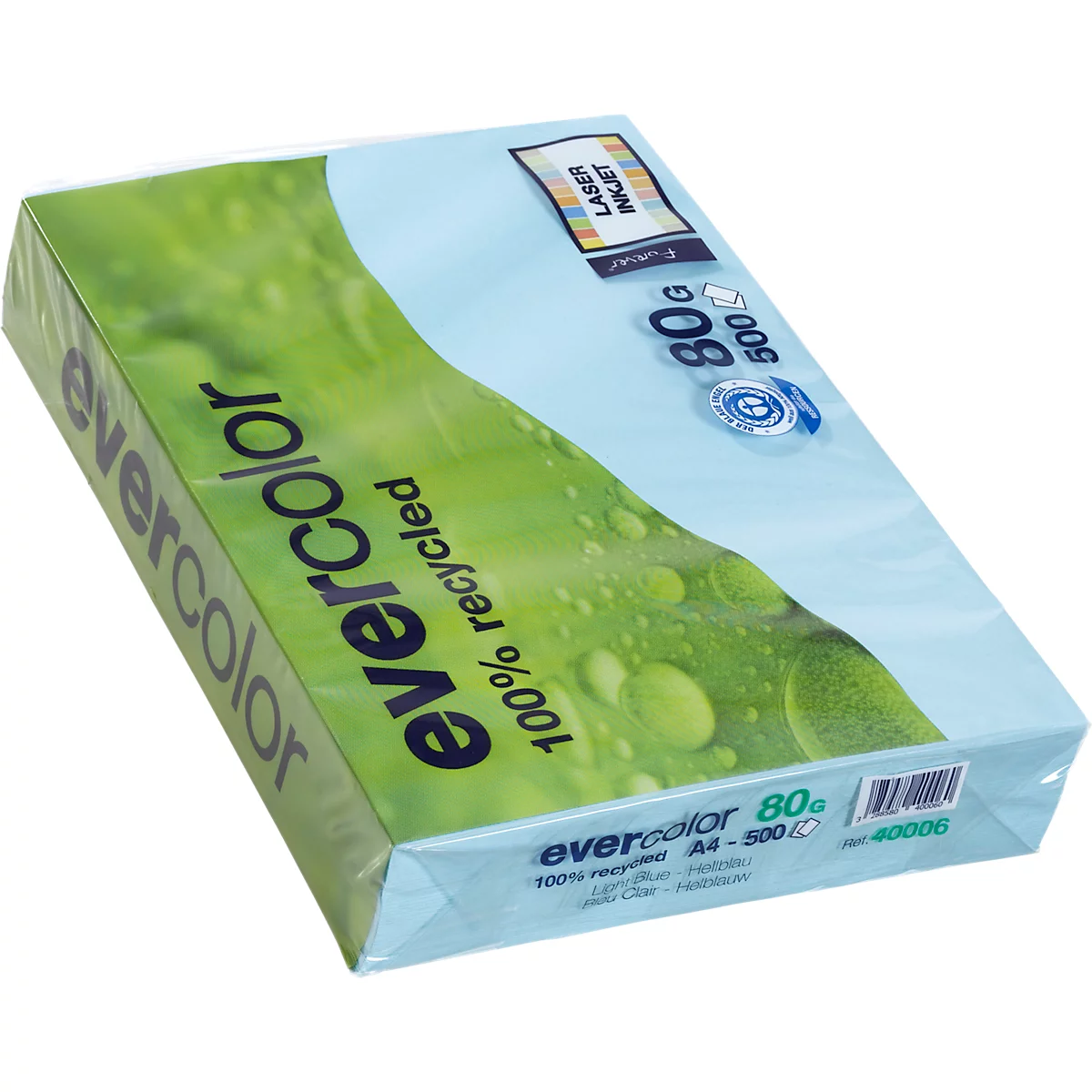 Farbiges Kopierpapier EVERCOLOR, DIN A4, 80 g/m², hellblau, 1 Paket = 500 Blatt
