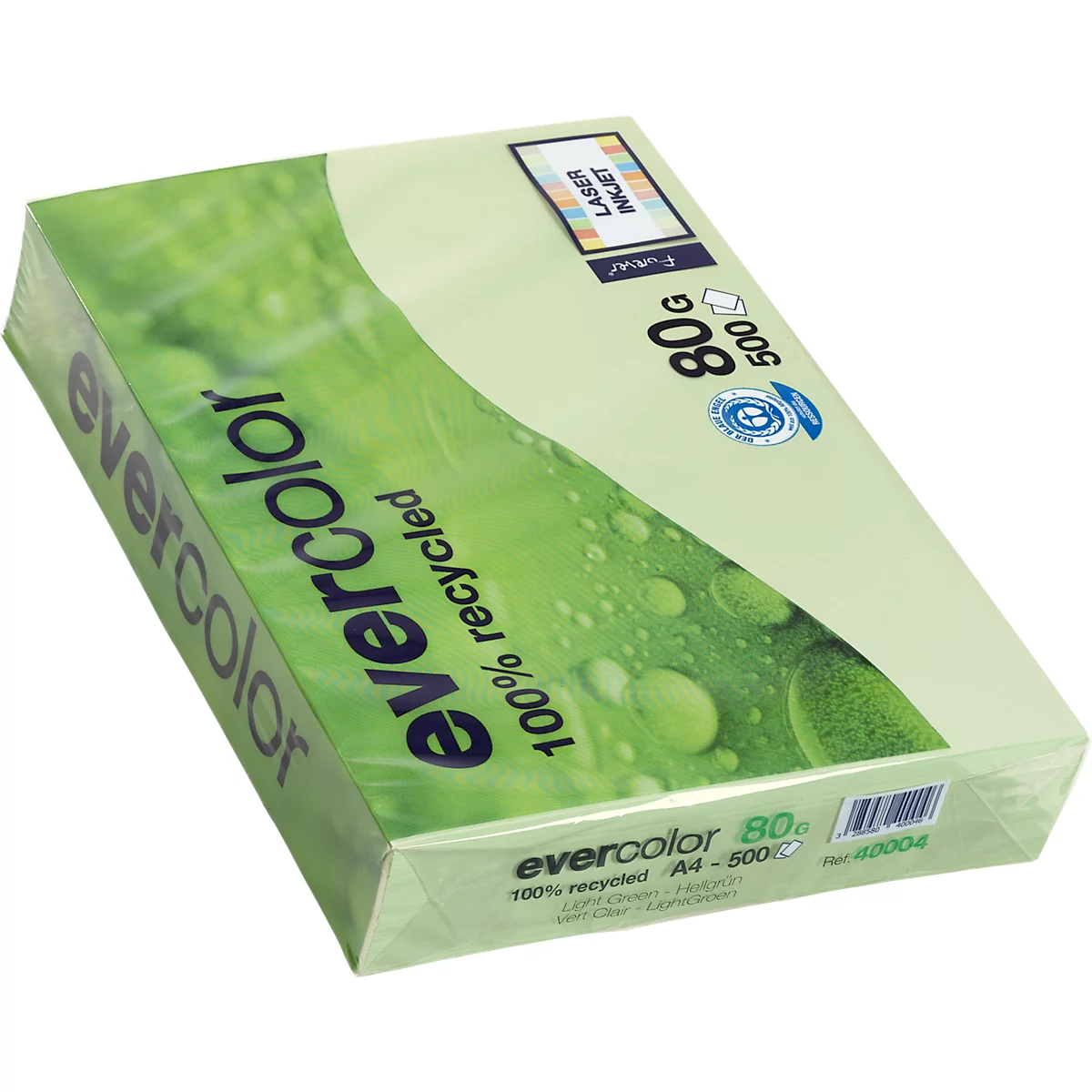 Farbiges Kopierpapier EVERCOLOR, DIN A4, 80 g/m², hellgrün, 1 Paket = 500 Blatt