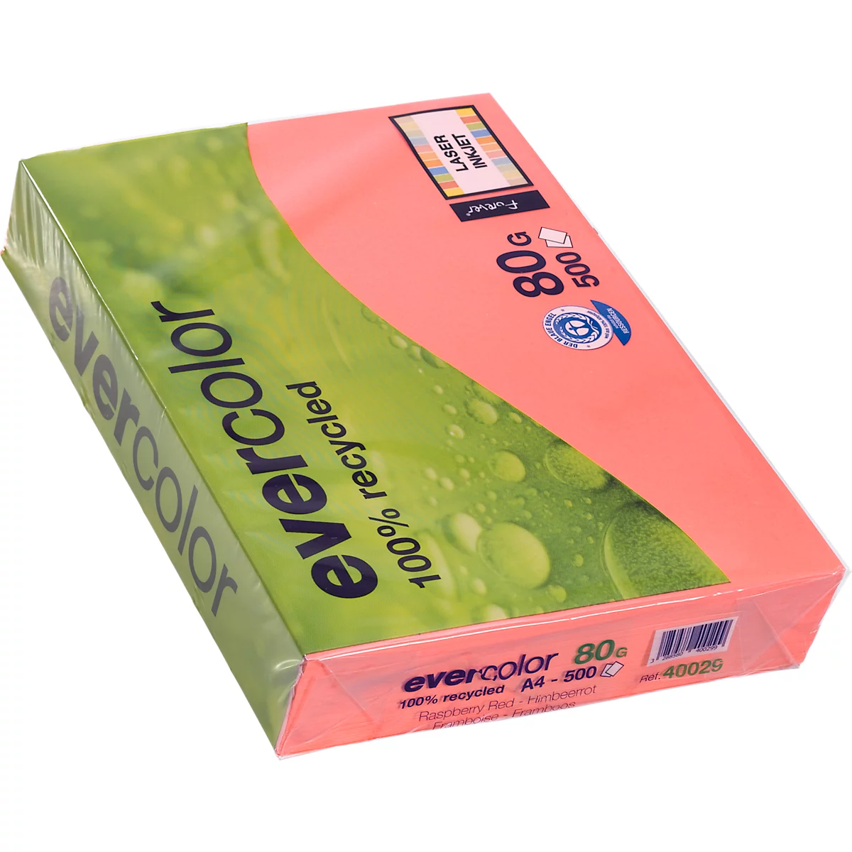 Farbiges Kopierpapier EVERCOLOR, DIN A4, 80 g/m², himbeerrot, 1 Paket = 500 Blatt