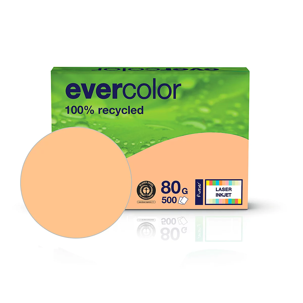 Farbiges Kopierpapier EVERCOLOR, DIN A4, 80 g/m², lachsrosa, 1 Paket = 500 Blatt