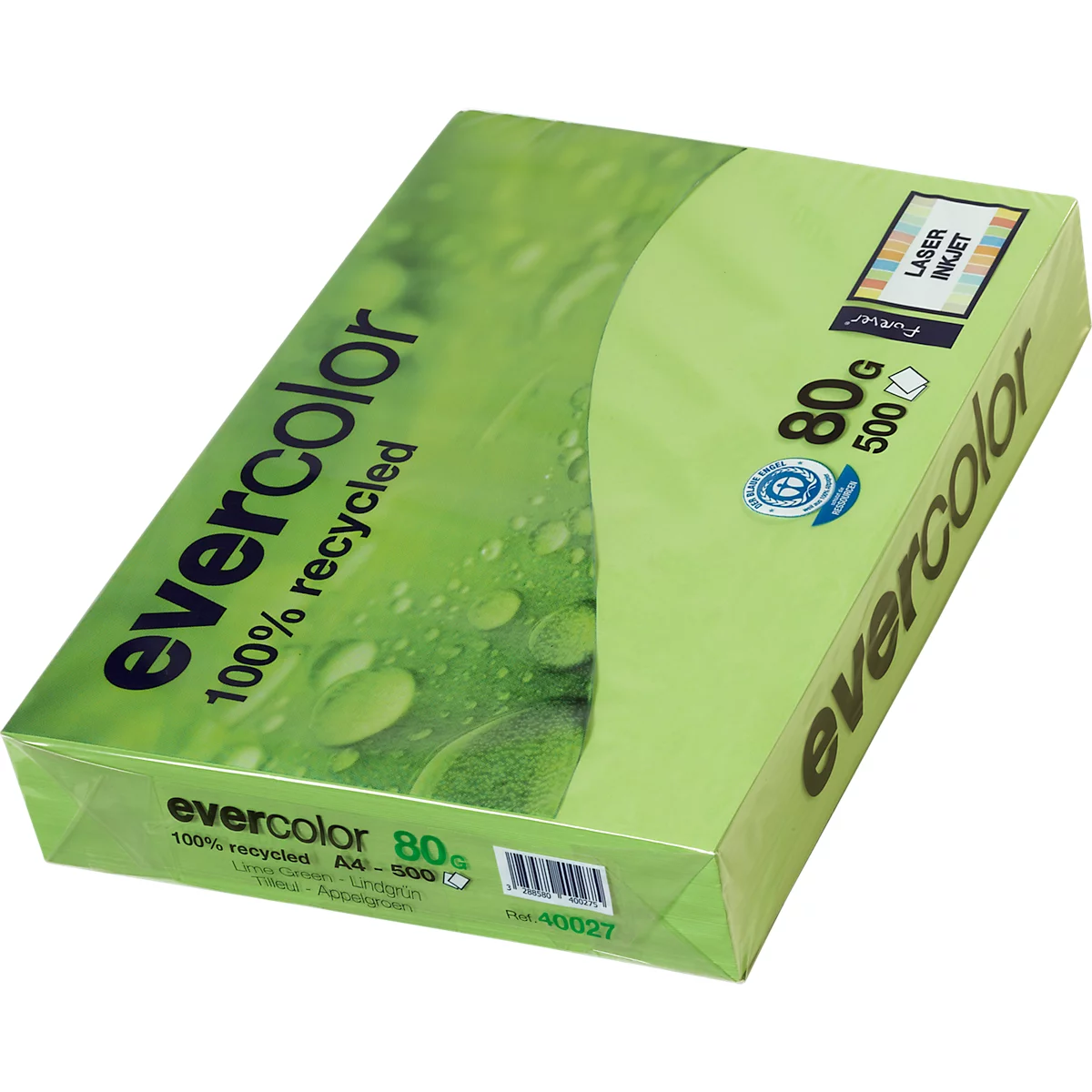 Farbiges Kopierpapier EVERCOLOR, DIN A4, 80 g/m², lindgrün, 1 Paket = 500 Blatt